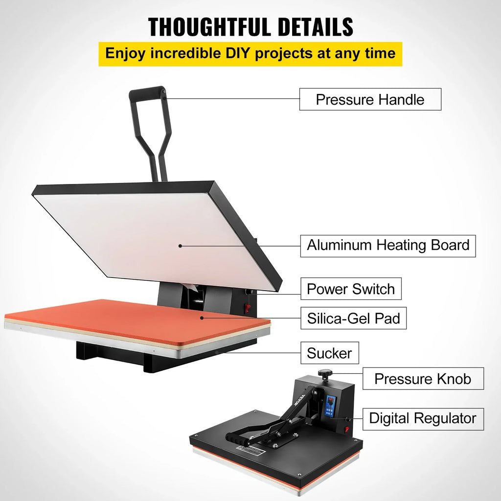 1700W to Heat TShirt Industrial Power, Vinyl, Press Press for Easy Digital and Sublimation Black 16x24 Use VEVOR Machine Heat Heat Printer Transfer