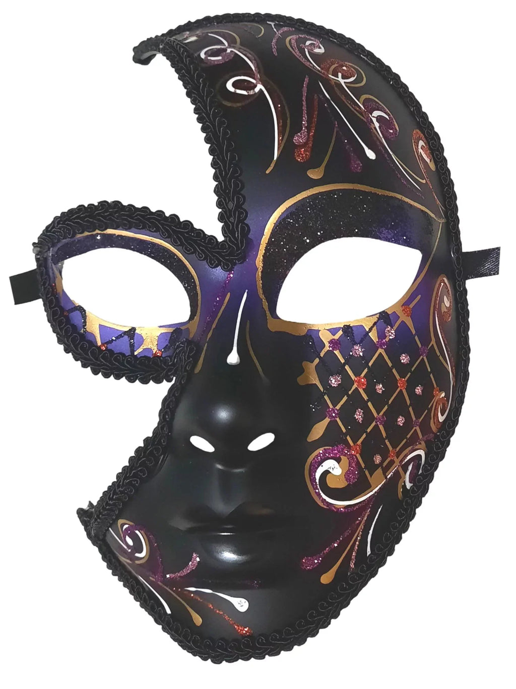 Fancy Red Masquerade Mask Black Out Full Cut