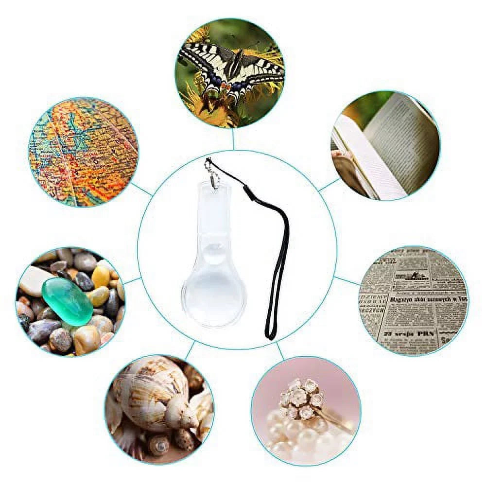 Pack Magnifier 10X Science Hand Classroom, Hand-held Mini Observation Plastic Magnifying Outdoors, 24 Lens Kids, Glasses Reading, for