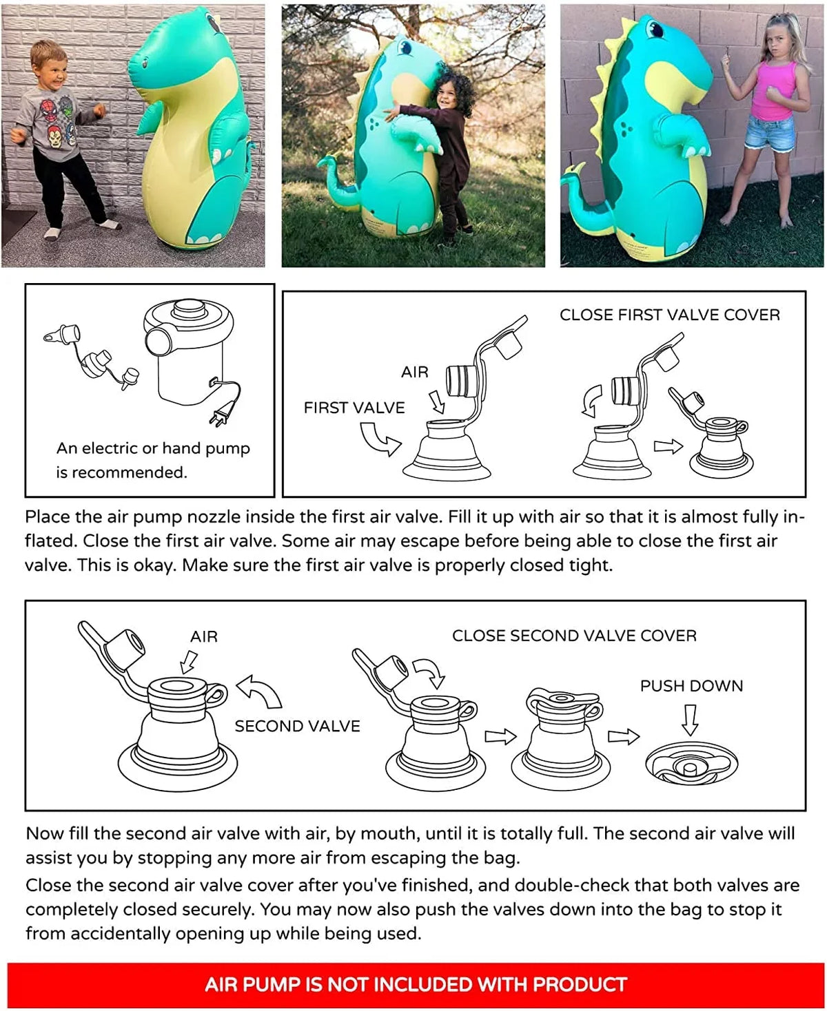 47 with Dinosaur Sand -Kids Punching Stegosaurus Bag Green |Filled (Inflatable Dudes) inches