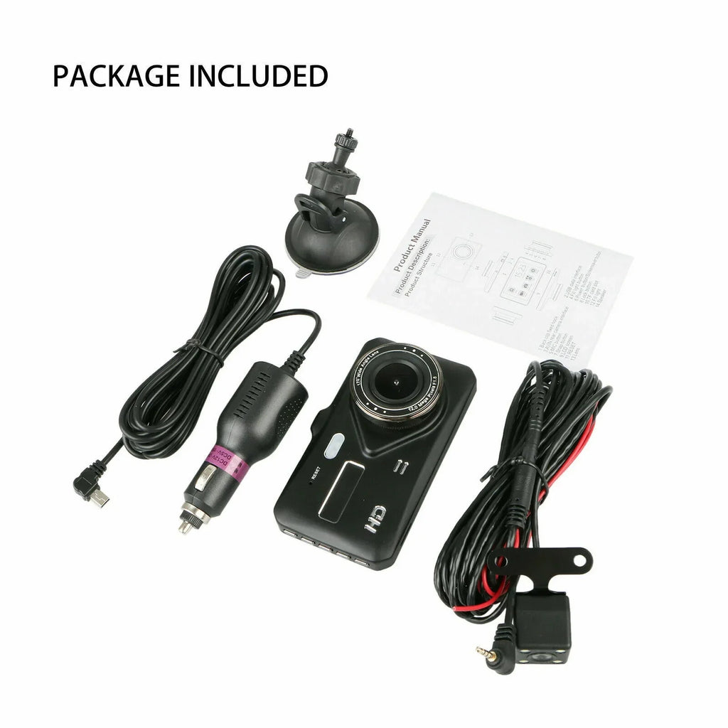 Dash Cam Car 4 Driving DVR Video Recorder LCD Dual Vehicle Lens 1080P Camera