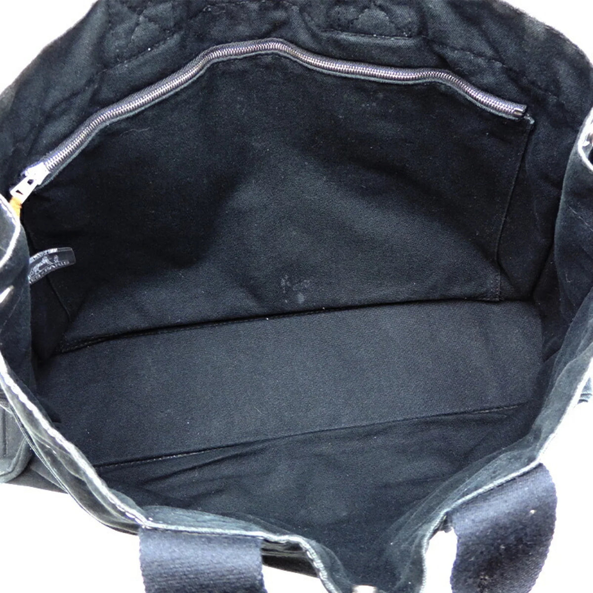 Ladies Canvas (Fair) Tote Hermes Black MM Cotton Pre-Owned Bag Deauville