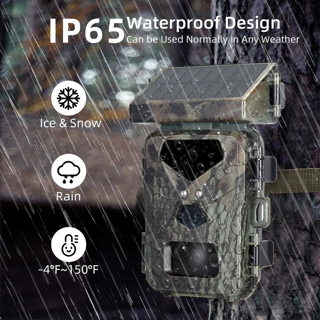 0.3s Vision Trigger Time Recording Trail Motion Activated IP65 Solar with Camera Wildlife Camera Powered Game Waterproof Cam 20MP for 1080P Night Loop Hunting TOMSHOO
