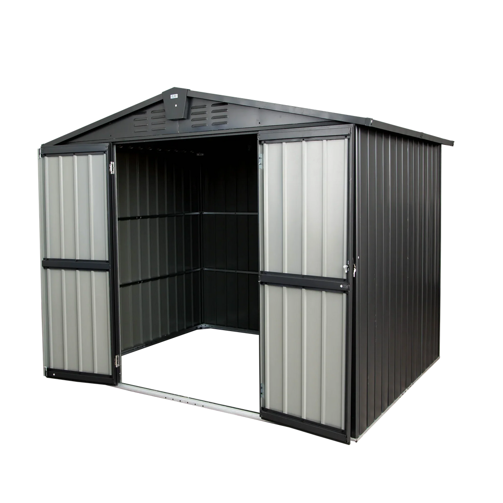 with Shed Capri Lawn, for 6.2' Black Lockable Galvanized Outdoor Cabinet Patio, Trash Door Metal Outdoor Garden Shed, for Can, Storage Steel 8.2'x Storage Bike, Backyard,