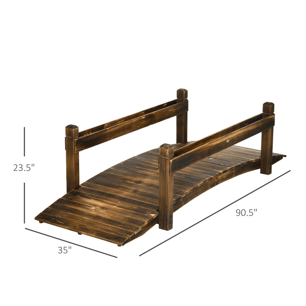 with Garden Wooden Footbridge Arc Finish Outsunny Planters, Bridge Stained