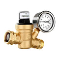 Travel Valve Filter, Ideal Adjustable and - for Brass, Lead-Free and RV Water Pressure Screened Gauge Trailers Regulator with 0-160PSI Inlet