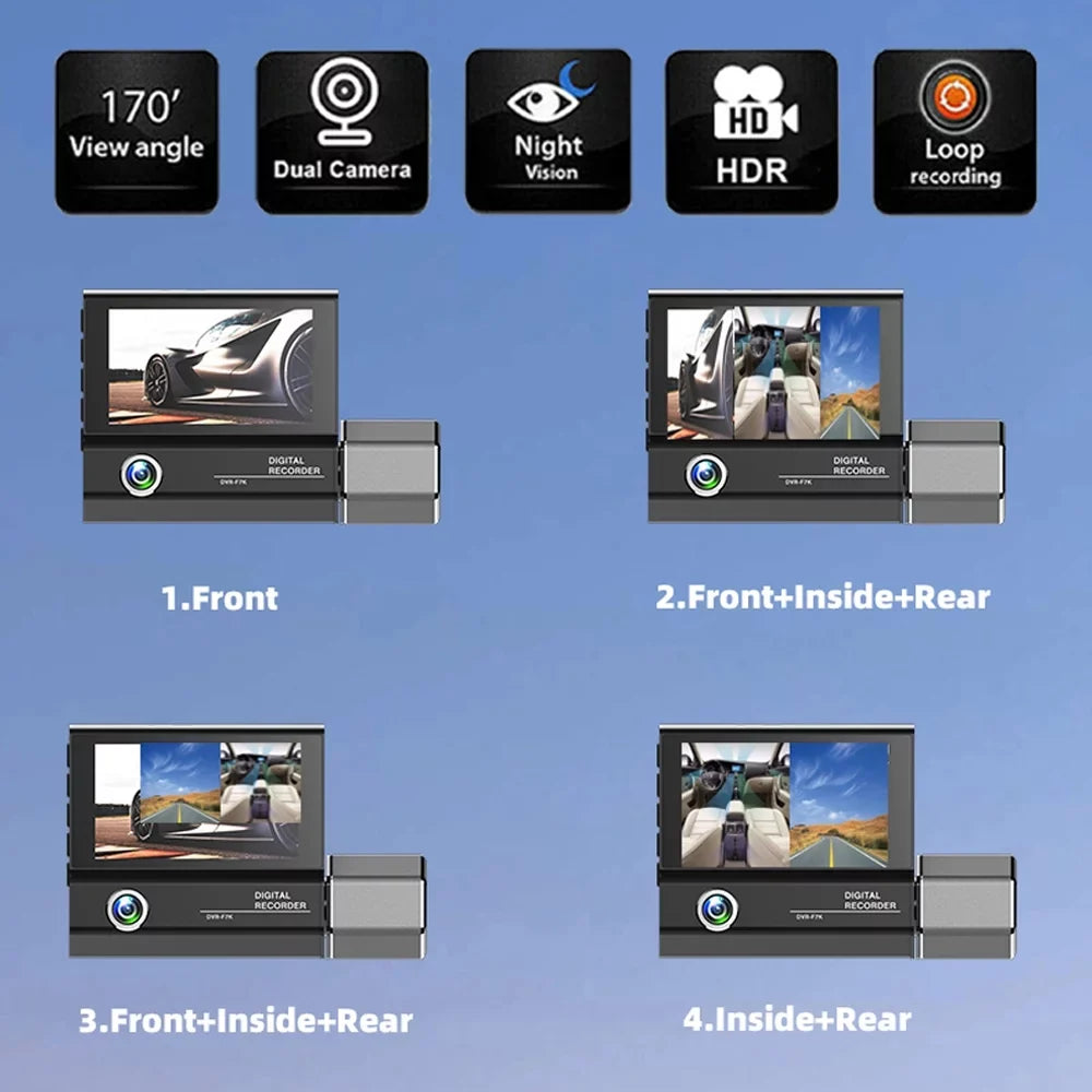Auto Arealer Recorder Rearview Dash Cam Clear Mirror Car Driving Video 4in Safety 3 Car Car Recorder Recording Cameras