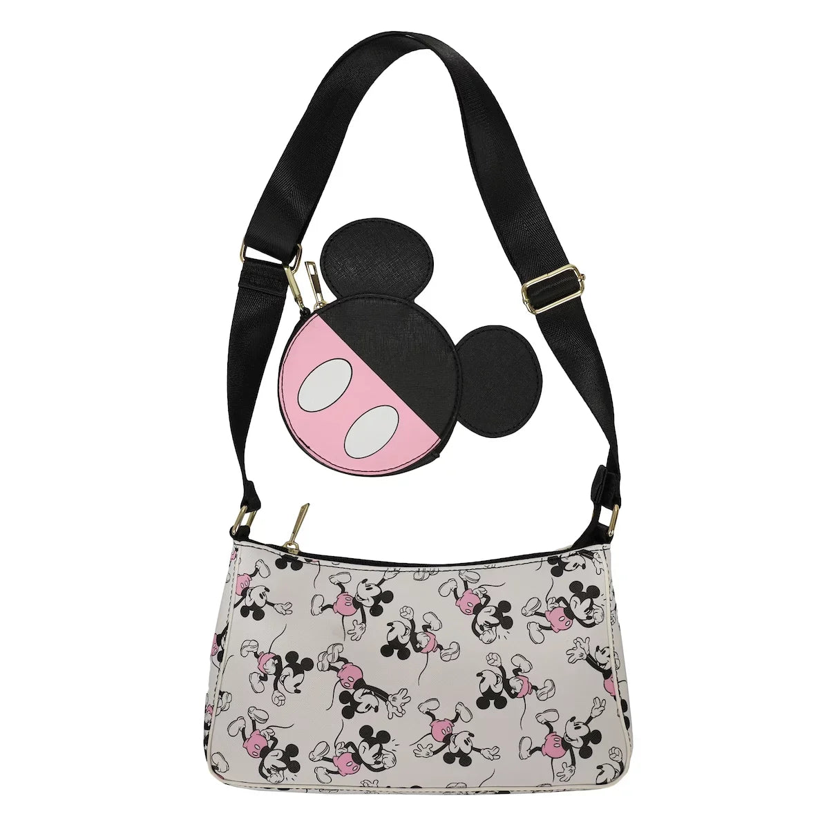 Mouse Removable With Handbag Women's Purse Mickey Coin Disney White