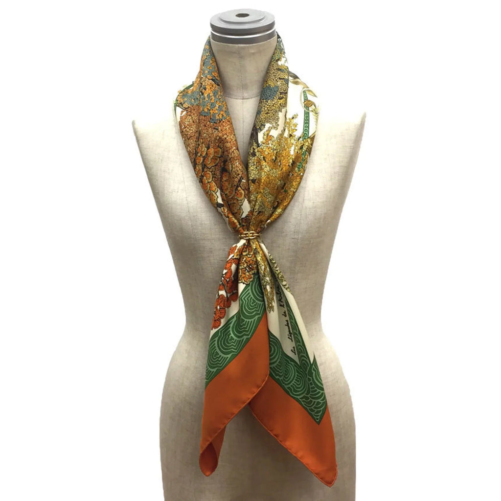 Pre-Owned Les (Good) aq7062 Legendes Silk Orange HERMES Legend Tree Hermes 100% Scarf de Green Carre Muffler x 90 l'Arbre