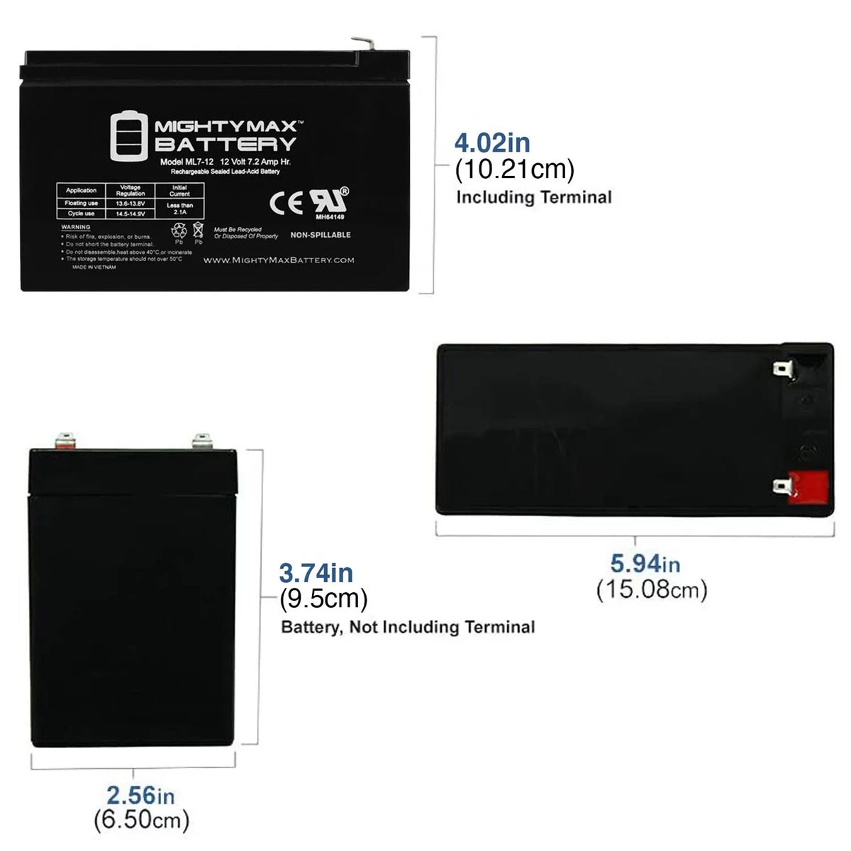 Marcum Battery 2.0 Pack Combo - 12V Troller Replaces 8 Showdown 7Ah