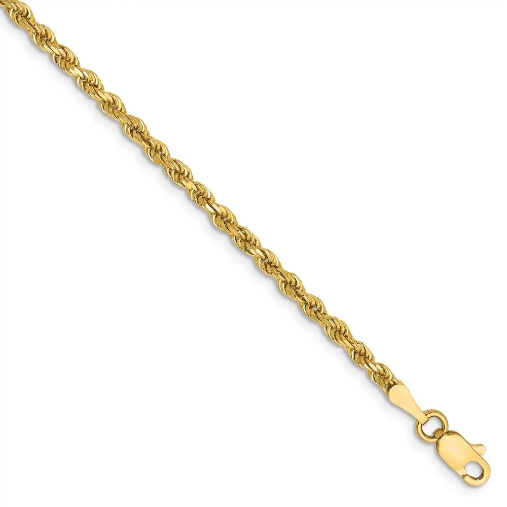 and Men for Yellow Bracelet; Cut Gold Women Diamond Real Adults Teens; Rope and Lobster Clasp 14kt 2.25mm Chain Chain with for