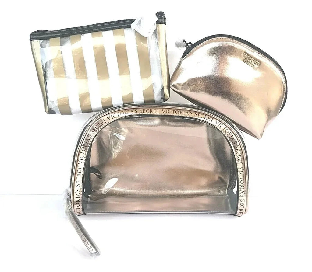 Trio Makeup Clear Case 3 1 Cosmetic Train NWT Beauty in Bag Victoria's Set Secret