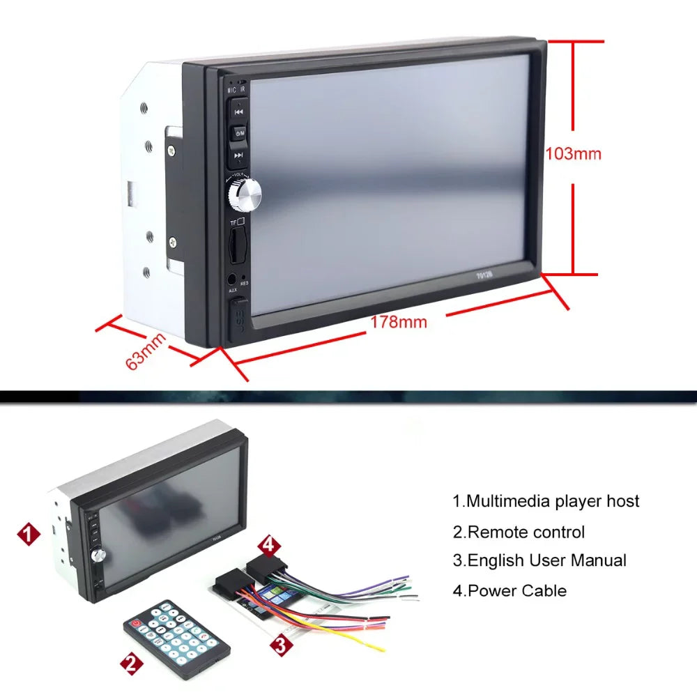 Polarlander with Screen link Din Car FM Player mirror Car AUX function MP5/4/3 4LED with SD HD Touch Double Audio USB Bluetooth backup 7-inch Multimedia camera radio Stereo Car