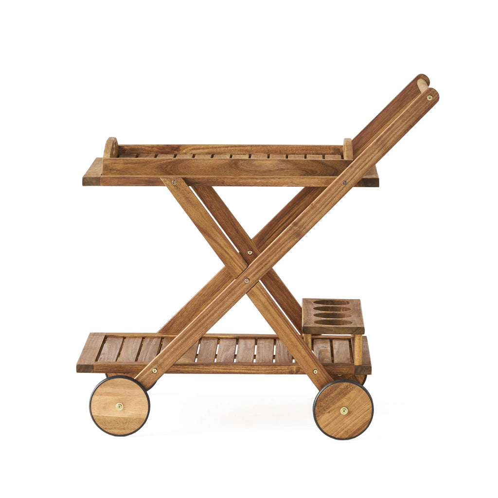 GDF Kenilworth Wood Studio Natural Cart, Acacia Tiered Indoor/Outdoor 2 Bar