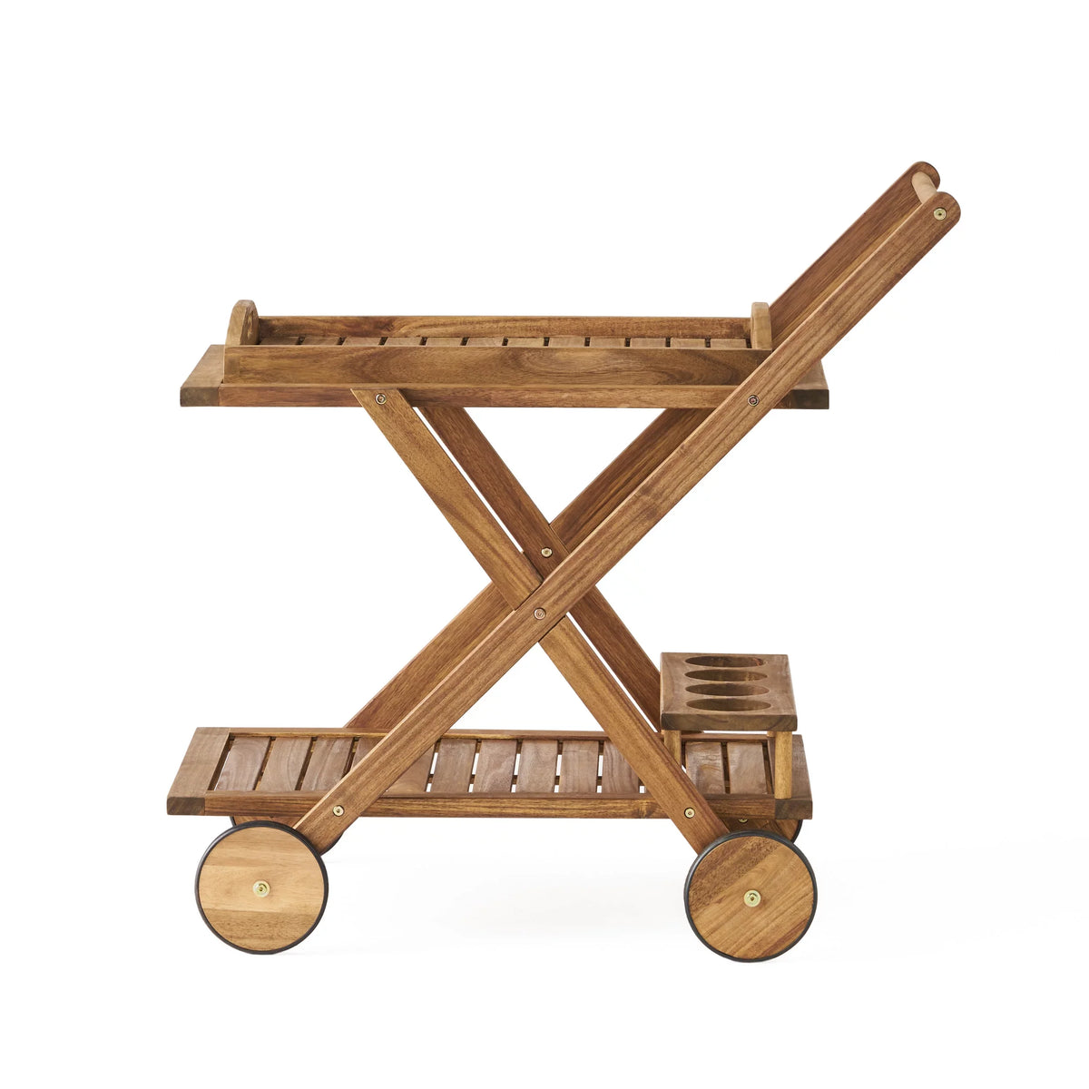 GDF Kenilworth Wood Studio Natural Cart, Acacia Tiered Indoor/Outdoor 2 Bar