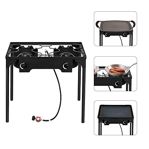 Knobs BBQ, with Gas Backyard Cooker Cooking, Stove and 150,000 Cooking, for Removable 2 Legs, Outdoor Control BTU Frying Outvita for Burner Temperature Baking Propane Camping