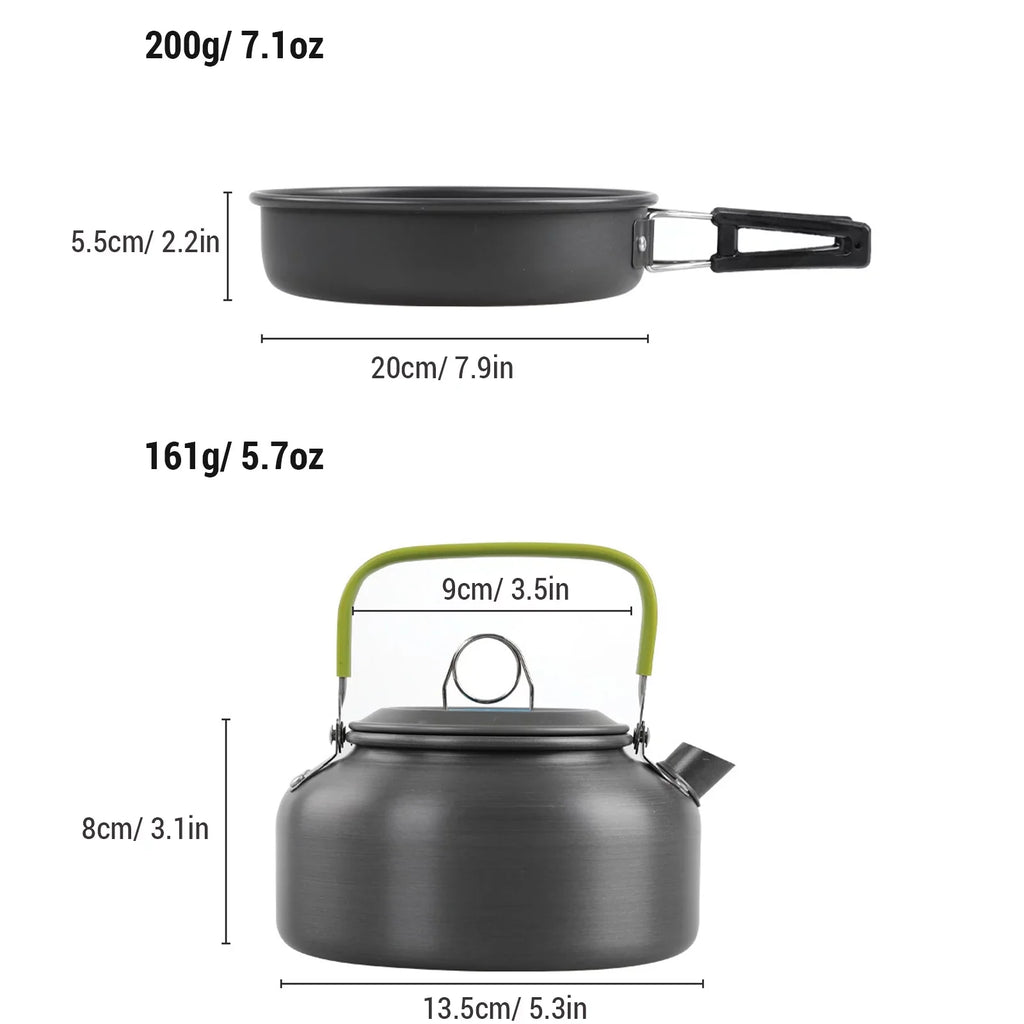 Mess Htovila Hiking and Camping Non-Stick Kitchenware Kit Backpacking Set, Kettle for Cookware with