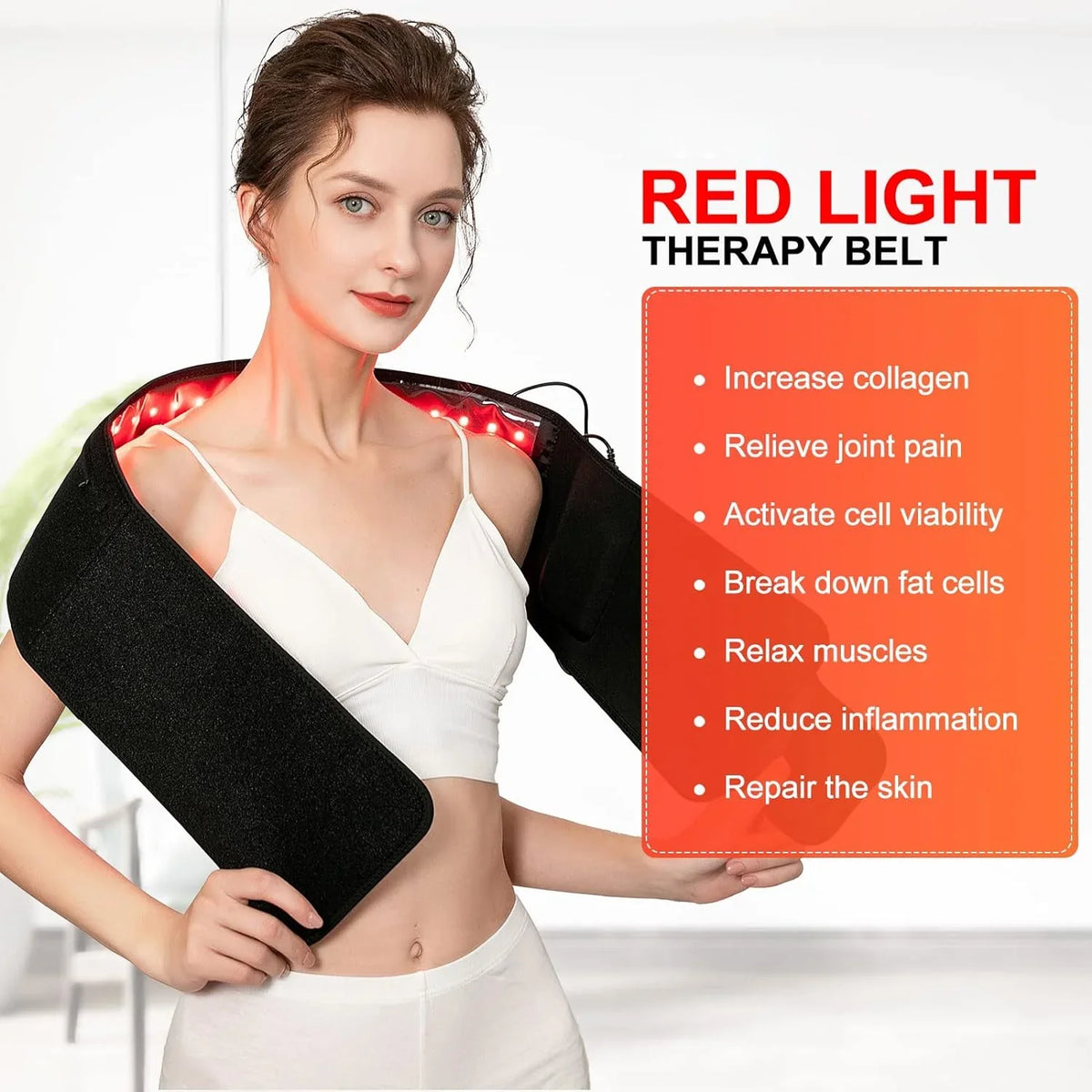 Speed Therapy Pain 660nm (Black) Wrap Relief, Back & Light Timer Therapy 850nm Infrared for Belt, Muscle Device Therapy Healing Red Body for LED Shoulder Light Light Controller Waist with with Red