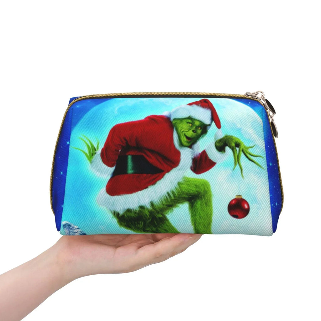 Portable Leather Bag Stole Christmas Bag Makeup Grinch Pouch The Cosmetic Storage Travel Toiletry Gift How Organizer Purse