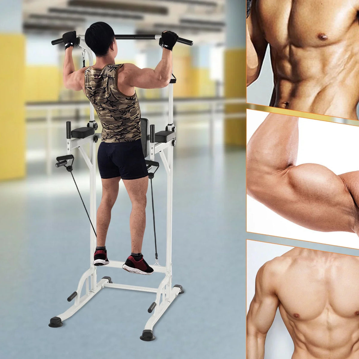 and Tower Home Gym Station Height Sit Ups Bar Power Adjustable Pull-Up Power