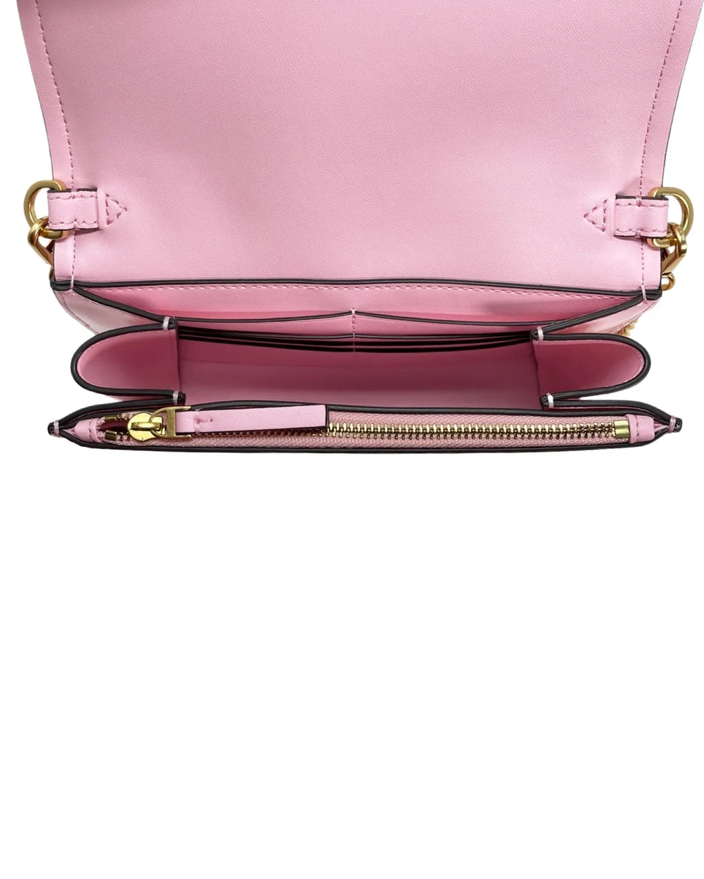 Leather Wallet (Pink Tory Patent Women's Bag Chain Emerson Plie) Burch Crossbody