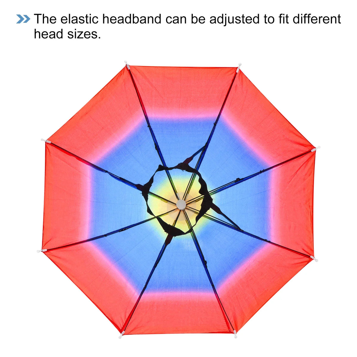 Uxcell Pack Umbrella Color Folding Head Rain Cap Fishing 20" Umbrella Rainbow Sun Hat 4