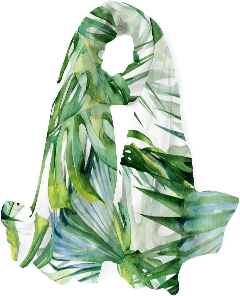 Hyjoy Leaves for Silk Women Neck Scarf Green Scarves Girls Lightweight Shawl Long Wrap Watercolor