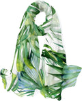 Hyjoy Leaves for Silk Women Neck Scarf Green Scarves Girls Lightweight Shawl Long Wrap Watercolor