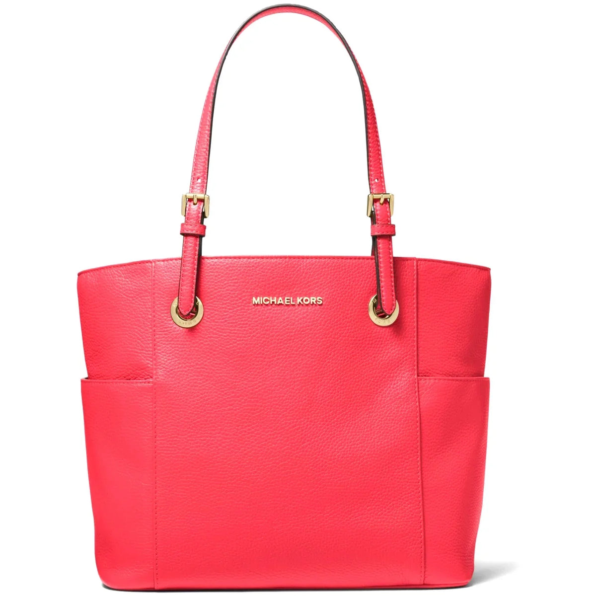 Kors Medium (Coral Bag Leather Jet Michael Tote Pebbled Women's Reef) Set
