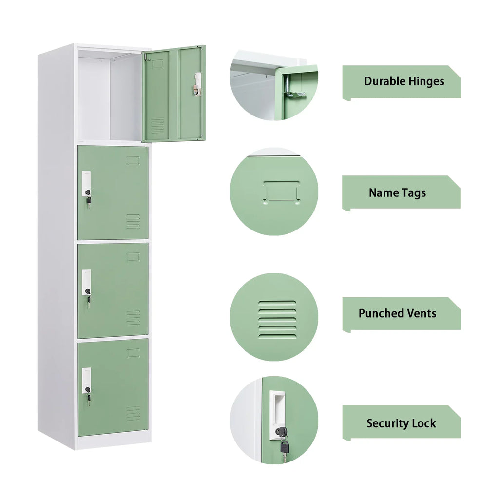 Box, Storage Ouyessir Office School, Lock 71 Lockers Green Locker Cabinet Gym, Metal 4-tier Employee High inches for Home, -