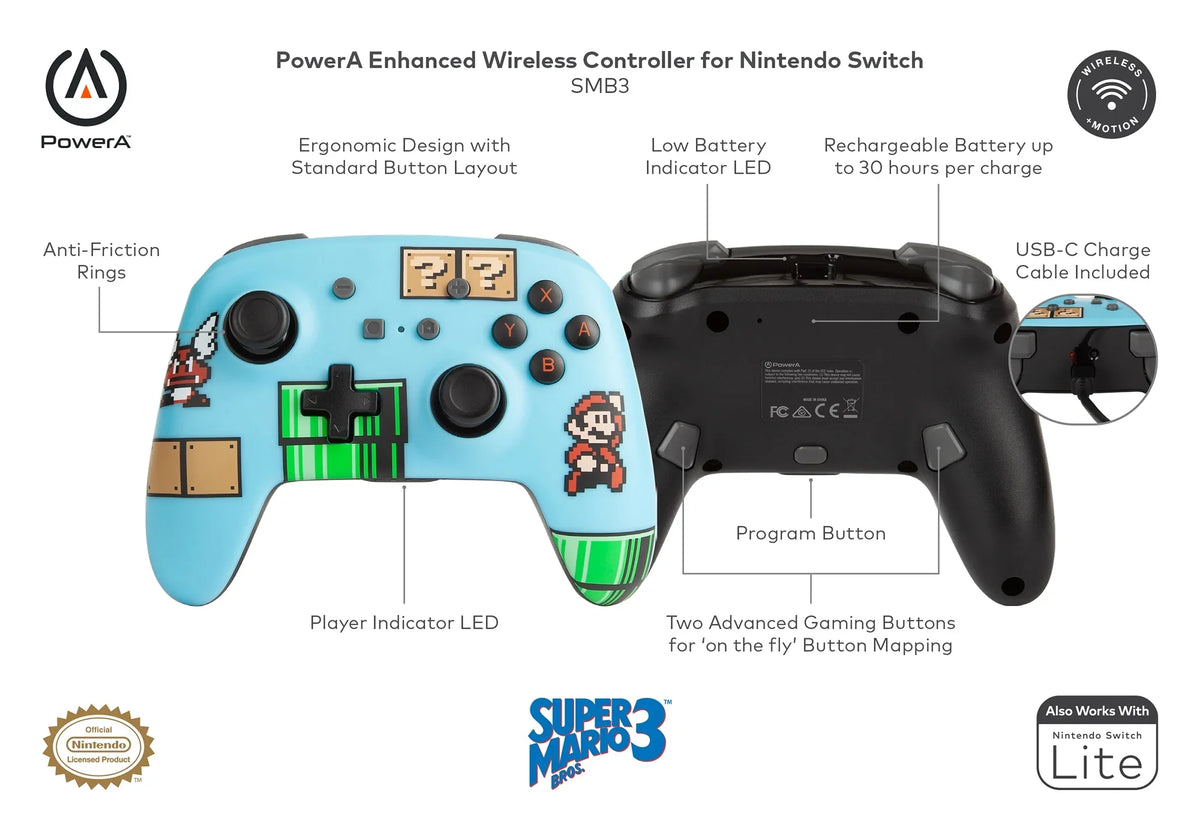 Enhanced Nintendo Wireless PowerA SMB3 - Controller for Switch