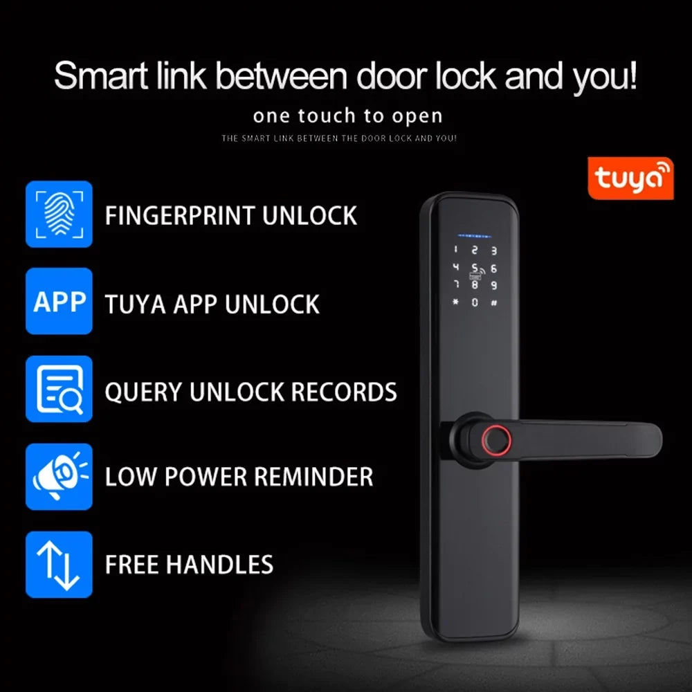 Lock Smart Lock Deadbolt Door Htovila Door Compatible Door Keypad APP Smart Lock Lock Lock Handle Fingerprint Door Fingerprint with Electronic with Lock