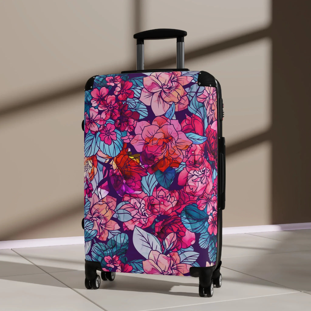 White Suitcase Navy, Pink, Bloomwave | Hardshell Red, | Floral |