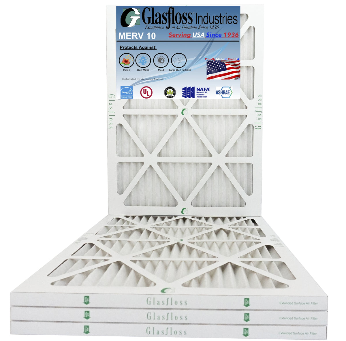 Made Size: in 21.5 (Actual - USA MERV 10 Furnace Glasfloss x -Qty:4 inch) Filter - 35.5x7/8 Air 22x36x1 -