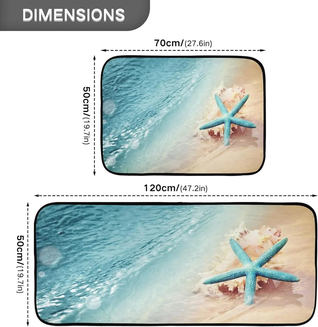 Carpet Summer Kitchen Living Wave Runner Mats 19.7"x27.6" Conch Entryway, Rugs, Sea Beach Room Area + Washable Bedroom Starfish Bestwell and Perfect Floor for 19.7"x47.2" Rug