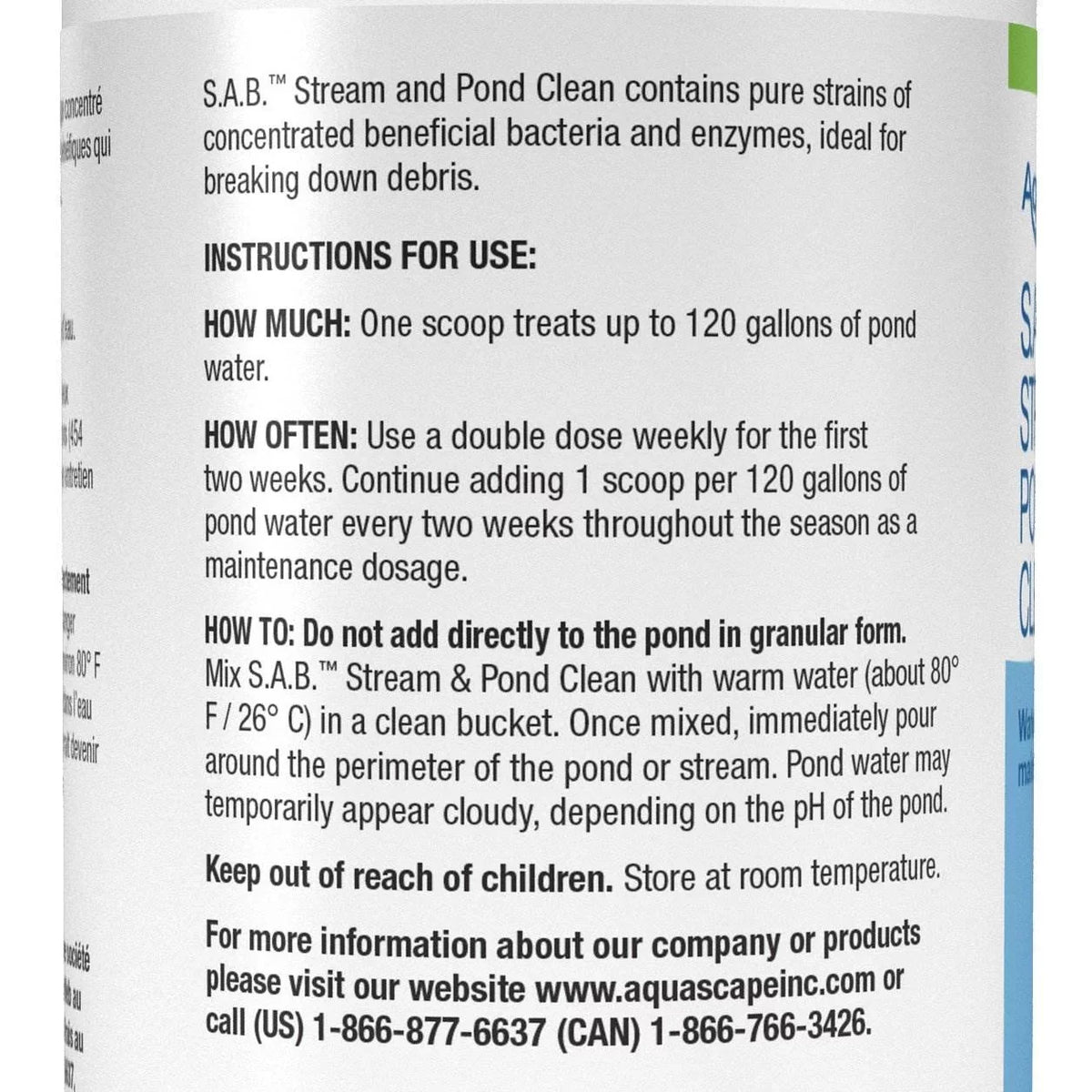 Solution Cleaner SAB Natural Stream 98900 1.1 Treatment, Pounds & Pond Aquascape