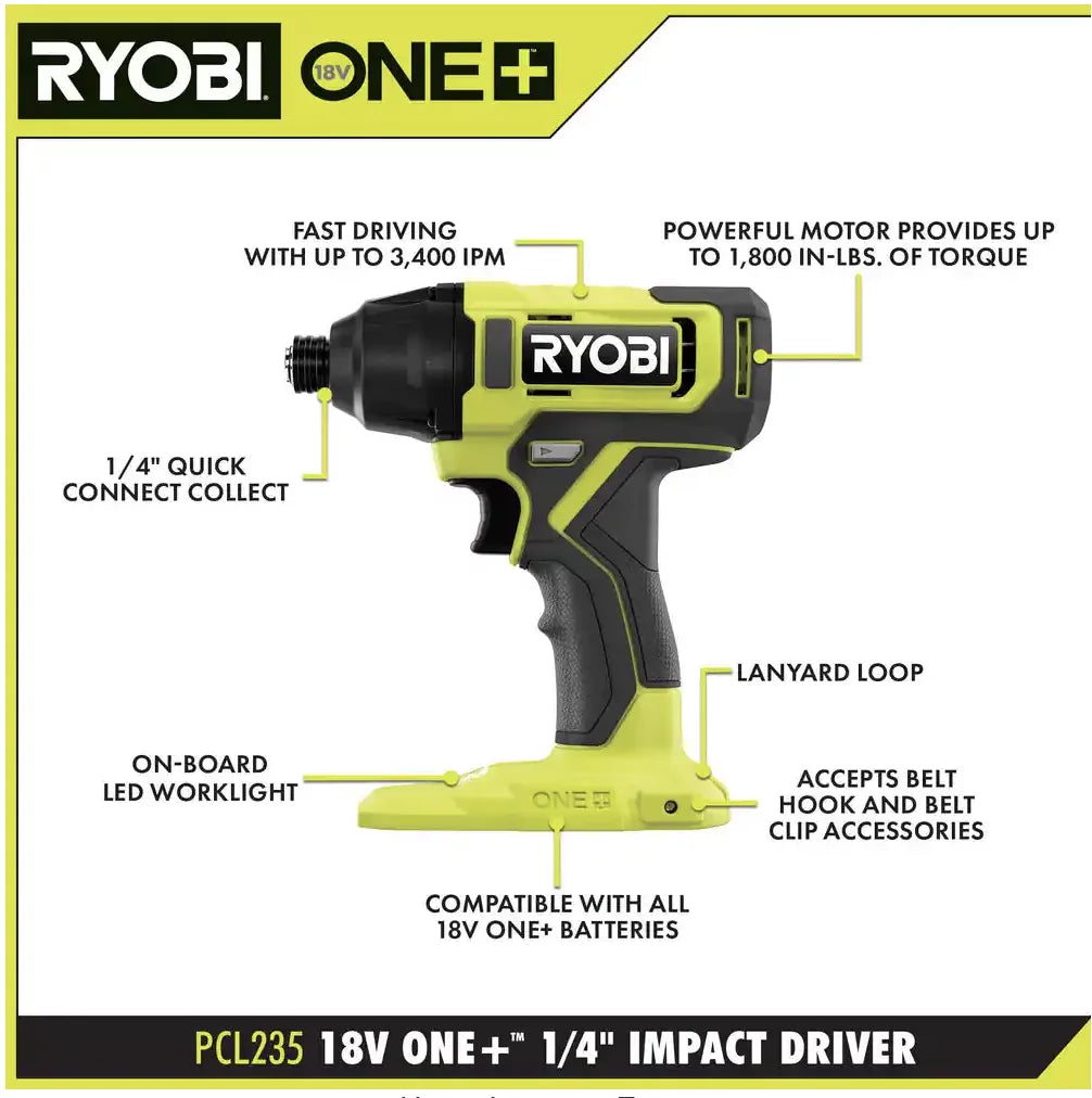 6-Tool Combo Battery, with Battery, Ah Cordless Ah Charger and 4.0 ONE+ 1.5 Kit RYOBI 18V