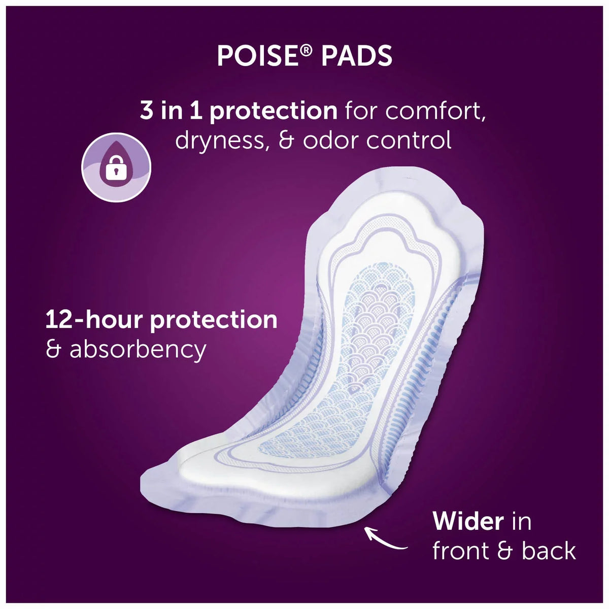 Long, Poise Maximum 42 Ct Absorbency, Women, Pads Incontinence for
