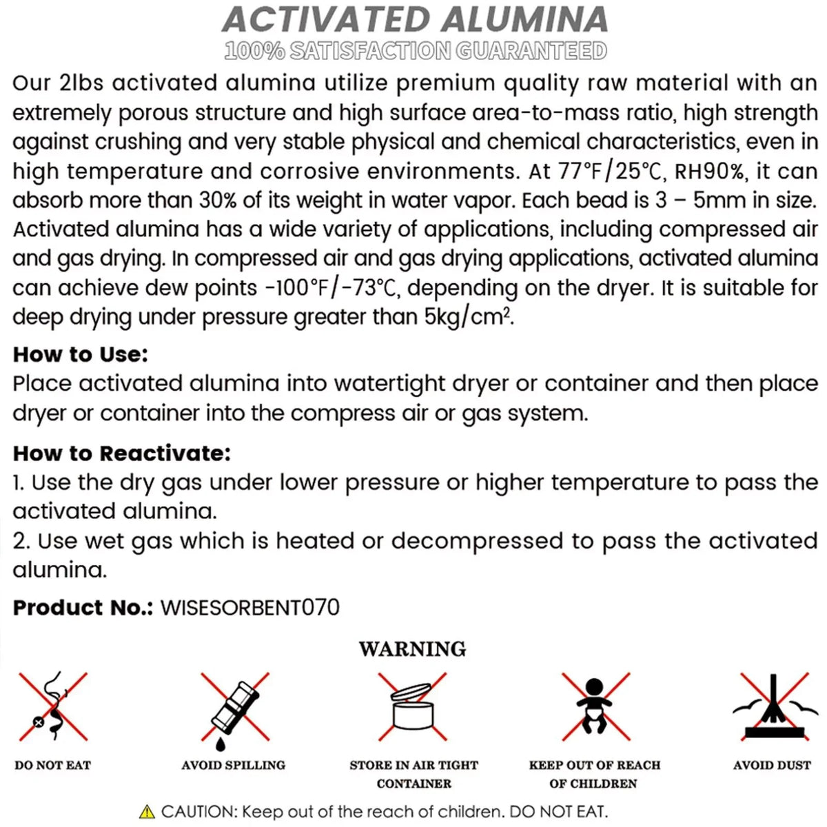 Activated 7.5LBS Reusable Dehumidifier Alumina, Wisesorb Alumina Desiccant, Desiccant