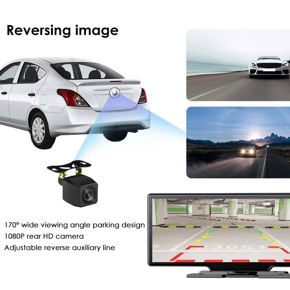and Carplay 2K Car - WIFI Stunning 10.26'' Dash DVR Touch Resolution Android Screen Smart KingFurt Auto Camera Compatibility Wireless