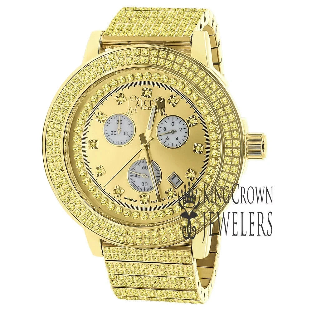 Steel Gold Tone Jojino Real Canary Rodeo Jojo Watch Stainless Solid 54mm Mens Dial Diamond Joe