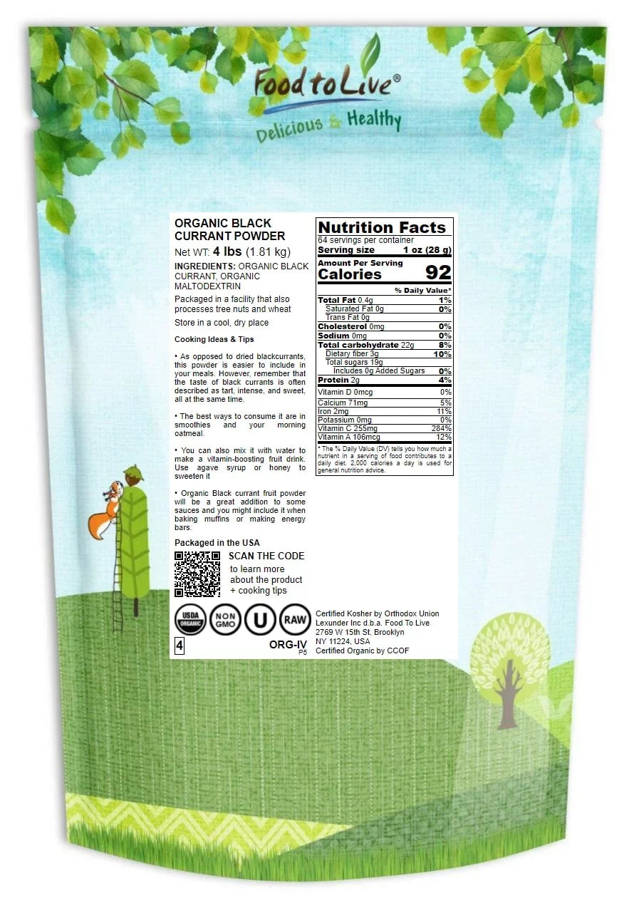 4 Powder, by to — Organic Raw, Kosher Pounds Non-GMO, — Currant Food Vegan, Live Black