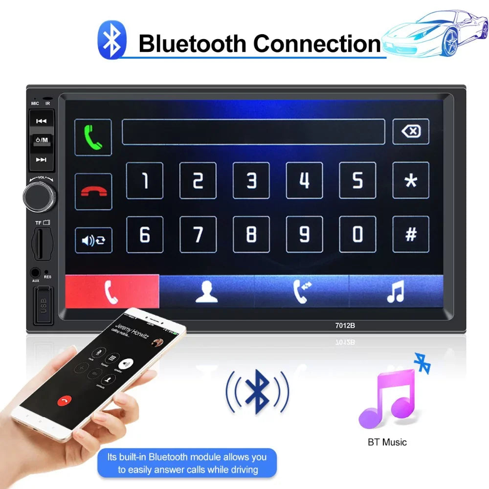Polarlander with Screen link Din Car FM Player mirror Car AUX function MP5/4/3 4LED with SD HD Touch Double Audio USB Bluetooth backup 7-inch Multimedia camera radio Stereo Car