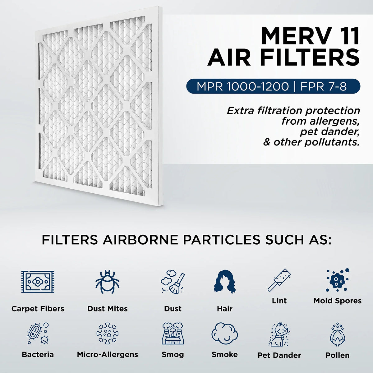 3/4 11-1/2 Quantity 11, x 1000 by MPR Size: Furnace AC Actual Pamlico. 19-1/2 1" 6. x MERV Filters Air Pleated 12x20x1
