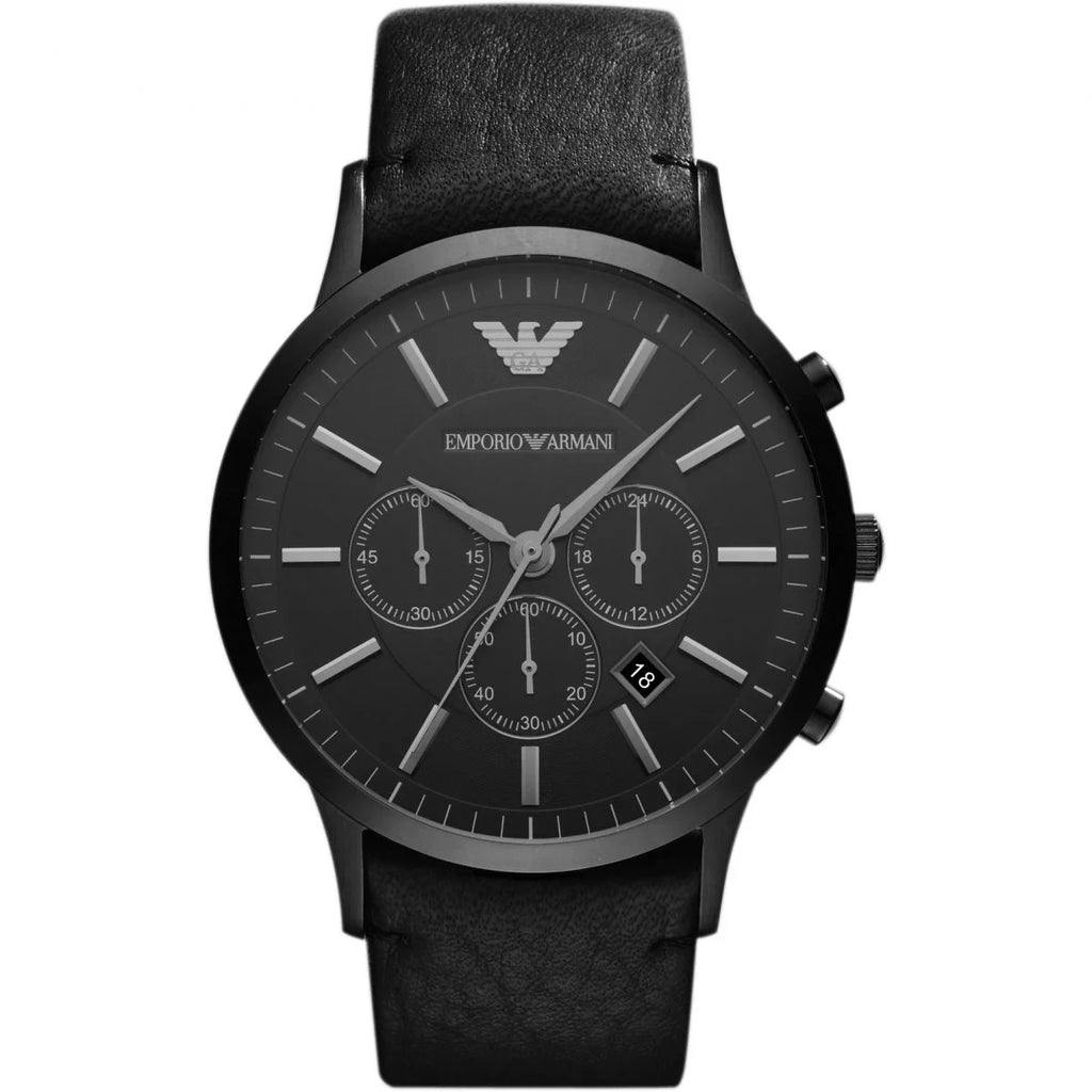 watch black leather dress emporio men's armani ar2461