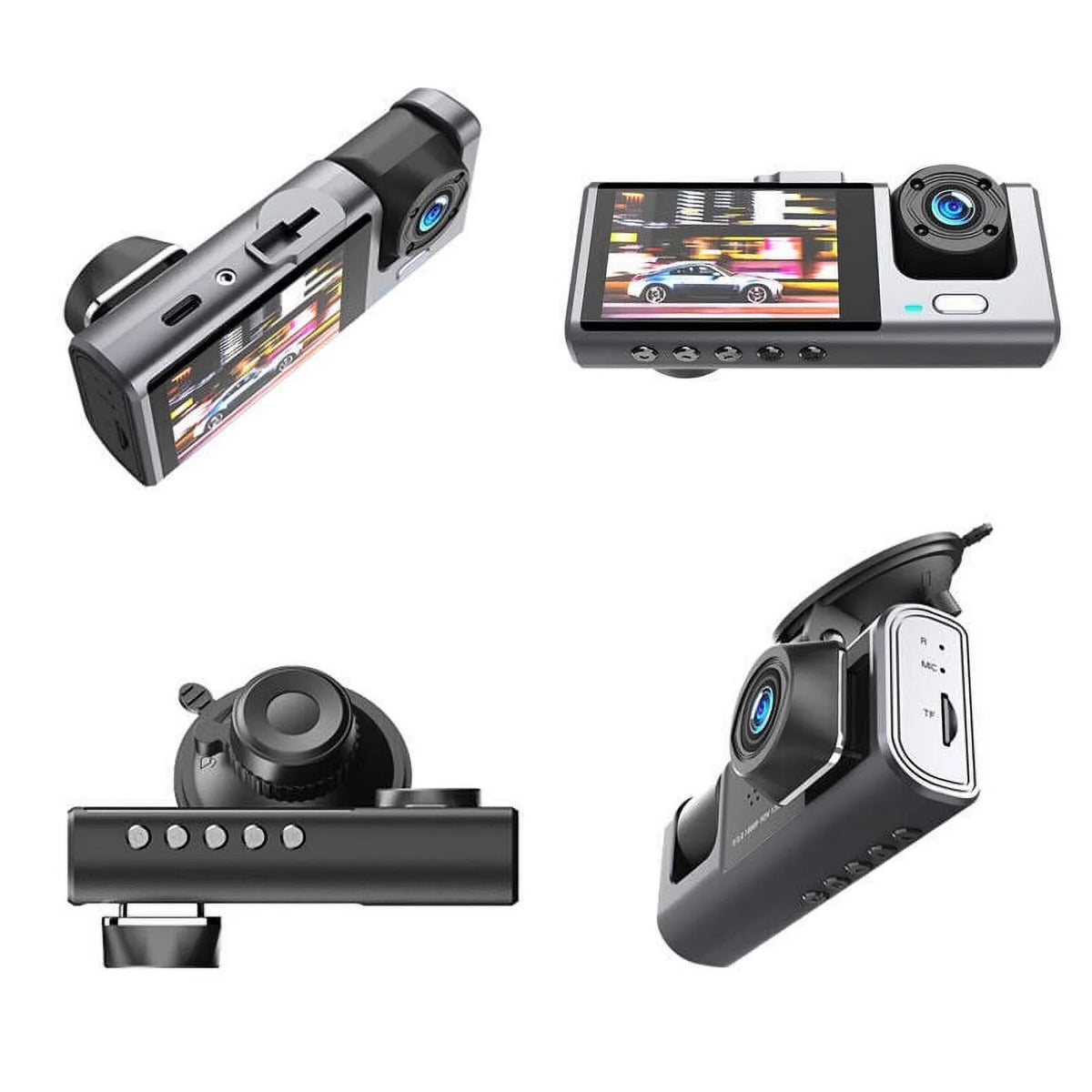 Camera Dash Dual Car G-Sensor Recorder Lens 1080P Cam Front/Rear/Inside Video