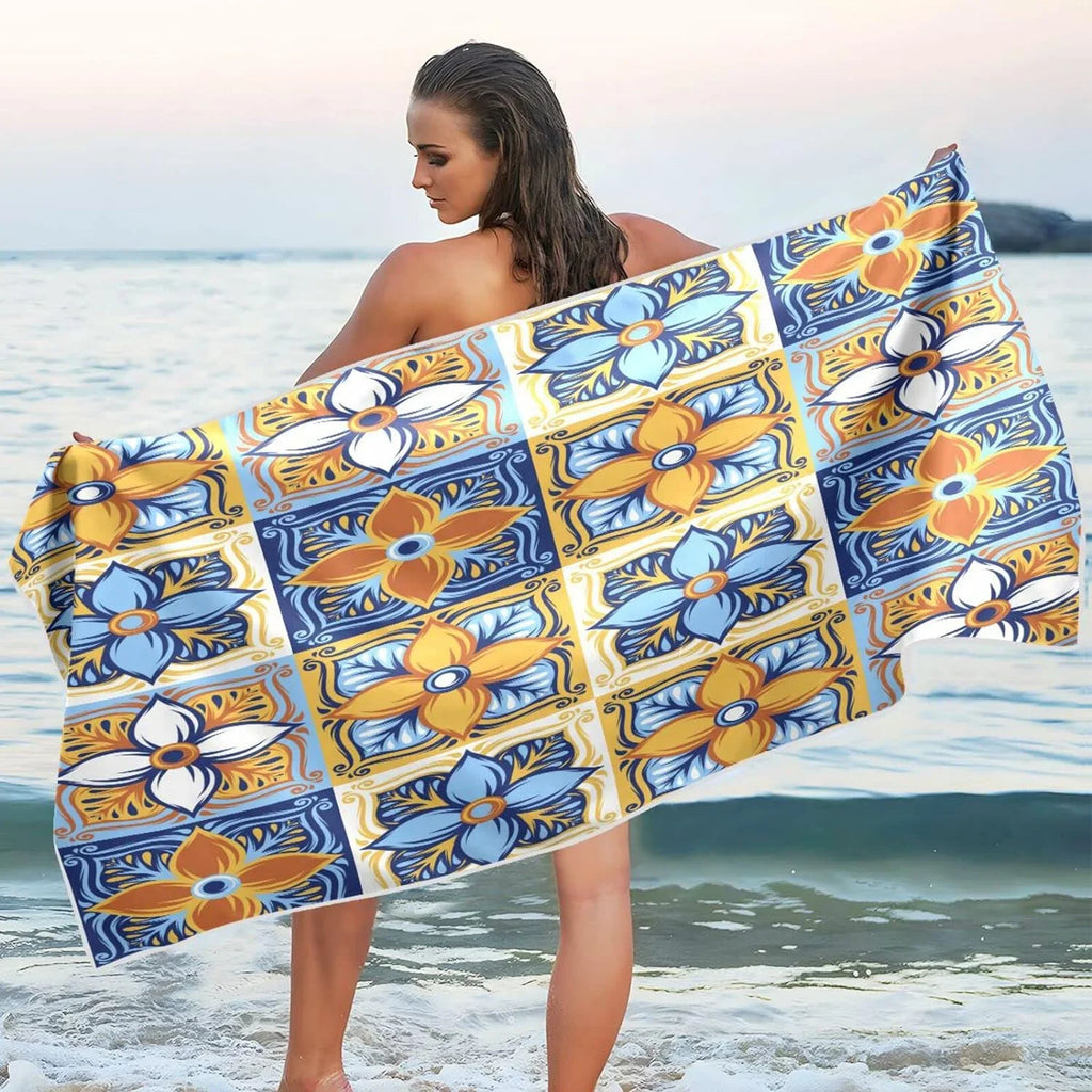 Mexican Towel, Oversized 30”X60” Lightweight Quick Swim Pool Dry Towel Bestwell Shower Microfiber Yoga Free Blanket, Sand Towel Bath Talavera Beach Thin Multipurpose Towel