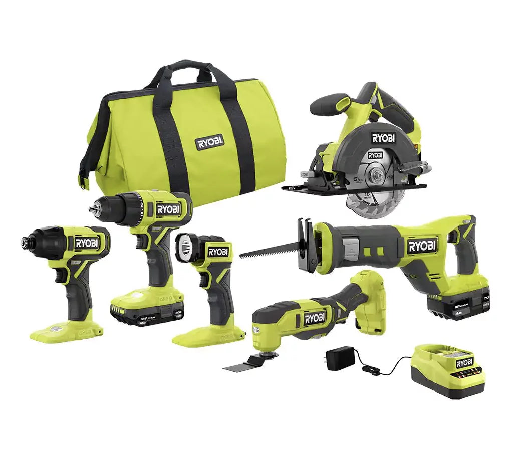 6-Tool Combo Battery, with Battery, Ah Cordless Ah Charger and 4.0 ONE+ 1.5 Kit RYOBI 18V