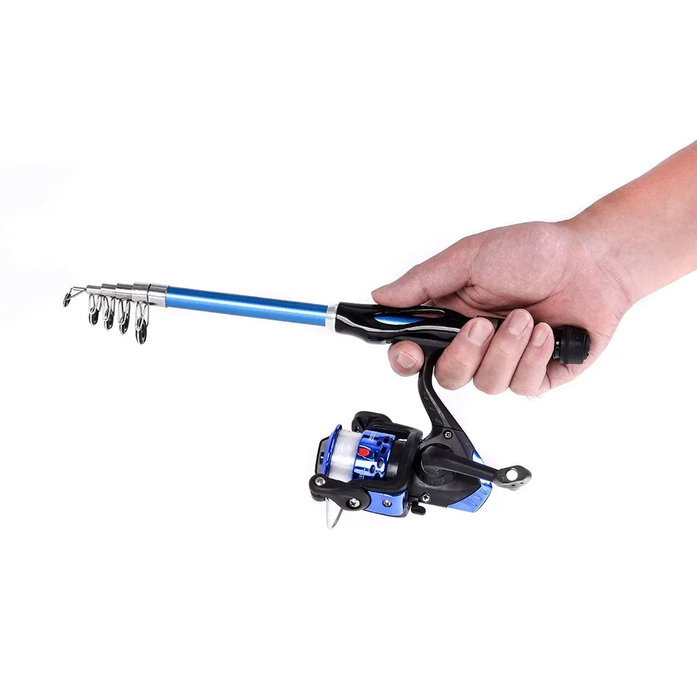 Rod and Reel Kit,Telescopic Fishing Full Reel Combo Rod Kids Set Spinning Fishing Blusea