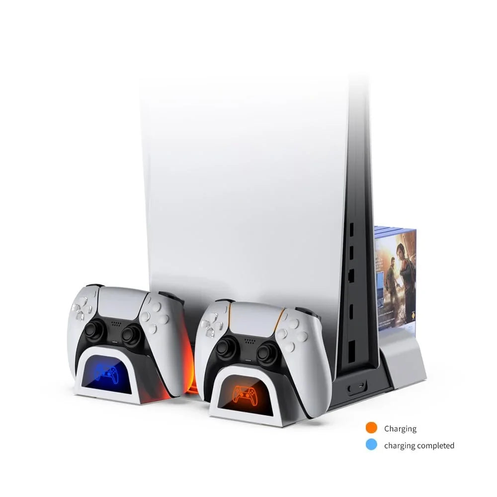 Charging for Discs Game 10 Media Black Fan, with Disc 3-Level & Slot-White Digital PS5 Base Cooling Remote Slot Storage Slim with Cooling & Station Dual Version Stand